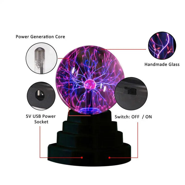 LED Glass Touch Magic Plasma Ball Lamp