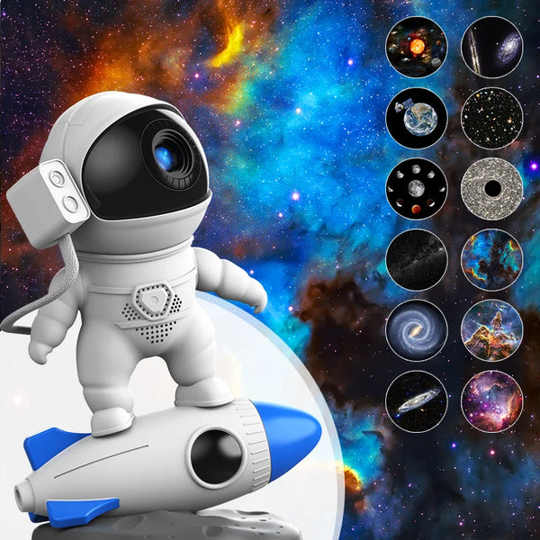 Galaxy Sky Astronaut Rocket Projector with 360° Rotation