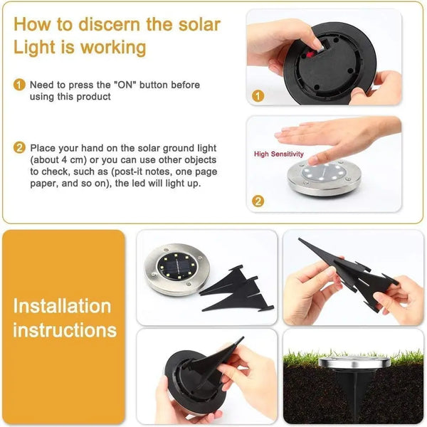 4/8PCS Solar Outdoor Lights β 8 LED Landscape Lighting in Cool & Warm White for Garden & Pathway