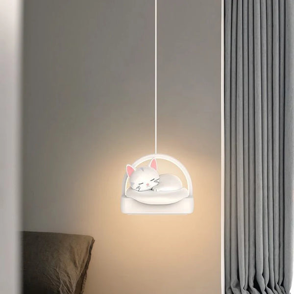 Bedside pendant lamp with cat lights