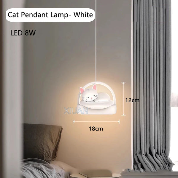 Bedside pendant lamp with cat lights