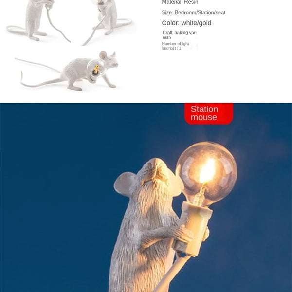 Modern resin LED table lamp with mouse animal