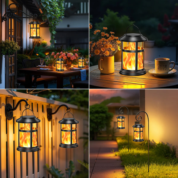 2/4-Pack Solar Flame LED Lanterns β 2 Modes Outdoor Lighting for Yard, Garden & Camping
