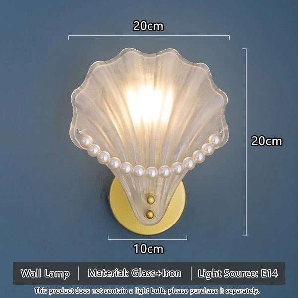 Modern wall lamp with frosted glass shade, shell style, indoor lighting