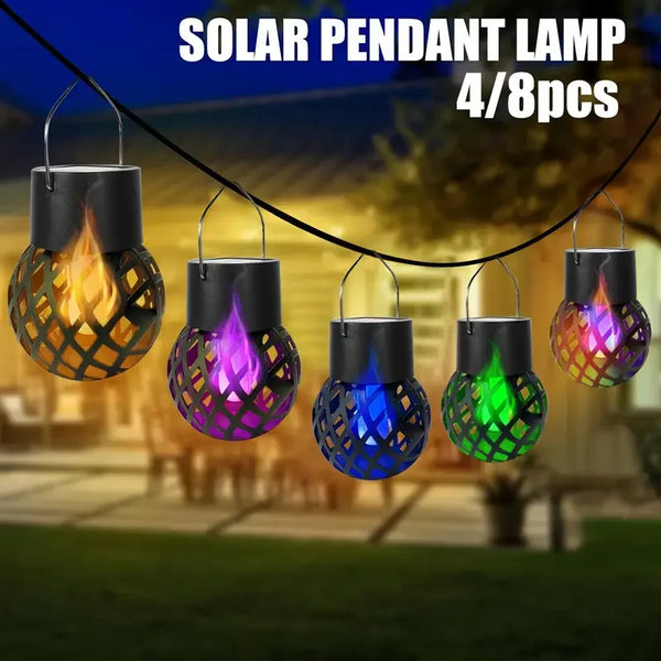 Solar Hanging Flame Lights β Flickering LED Lanterns for Outdoor Decor