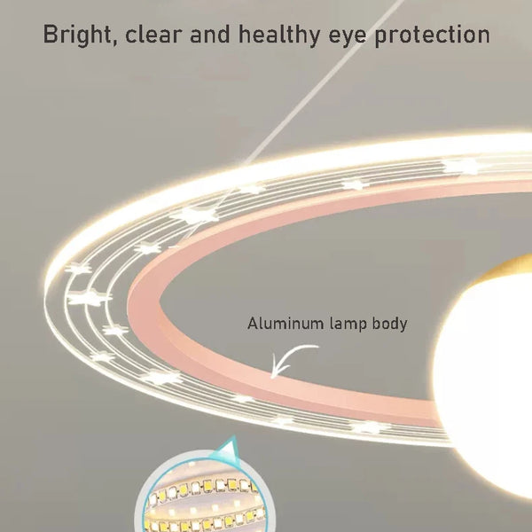 Round LED chandelier with astronaut light