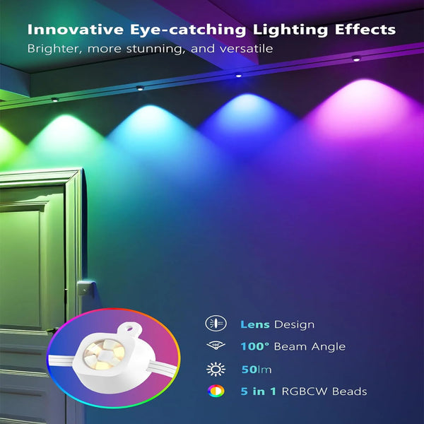 50/100FT RGBIC LED Strip – Waterproof Outdoor Lights with 75 Modes