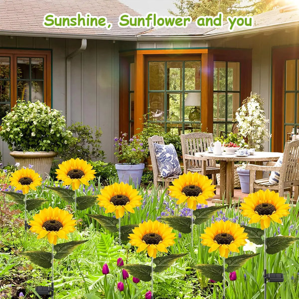 4/8 Pack Sunflower Outdoor Solar Lights for Outside with Lifelike Bigger Sunflower & Bright LED, for Yard Pathway Garden Decor
