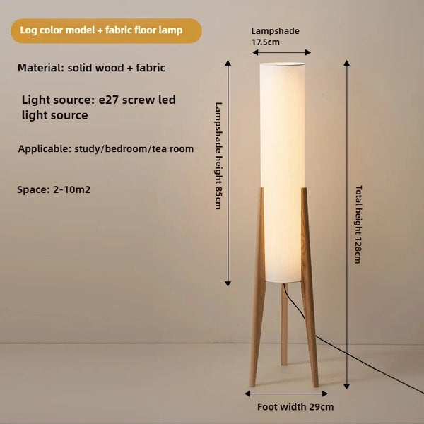 Japanese retro solid wood Wabi-sabi floor lamp