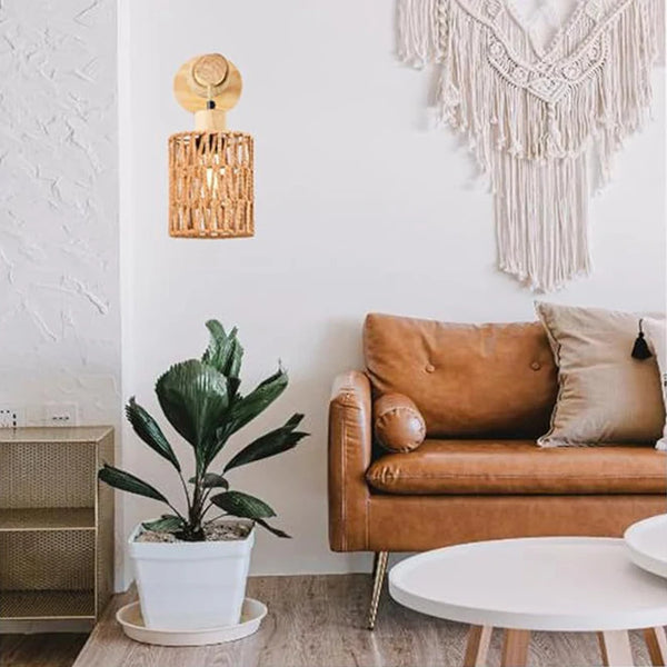 Hemp rope bedside wall lamp