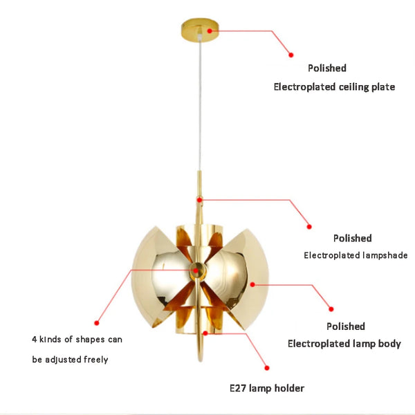 Polished Wrought Iron LED Dining Table Chandeliers