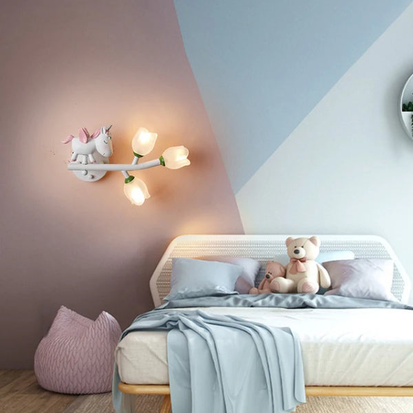 Cartoon Rechargeable Battery Wall Lamps Resin Animal