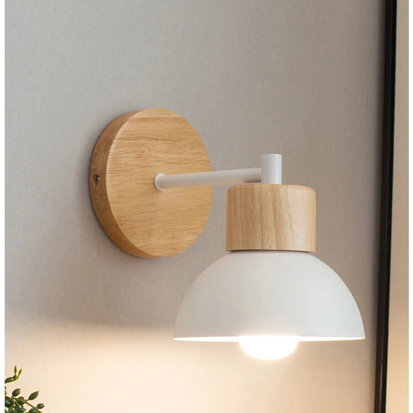 Nordic wooden LED wall lamp