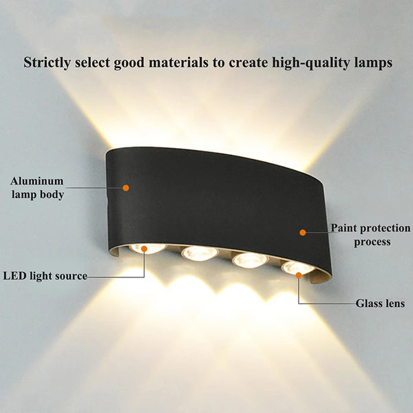 Modern LED wall light for indoor and outdoor use