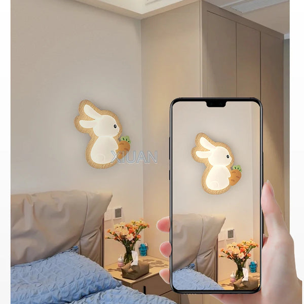 Nordic solid wood rabbit style wall lamps