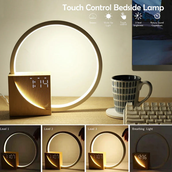 LED table lamp with alarm clock light
