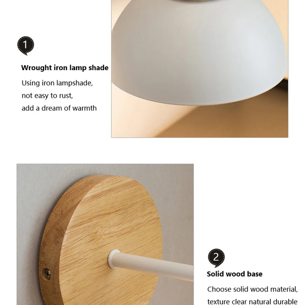 Nordic wooden LED wall lamp