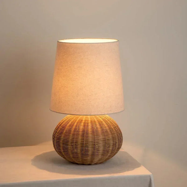 Retro Wabi-sabi Table Lamp, Medieval Wicker, Office Designer, Home Decor, Japanese Fabric Lamp