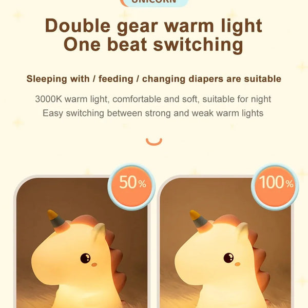 Cute silicone unicorn lamp