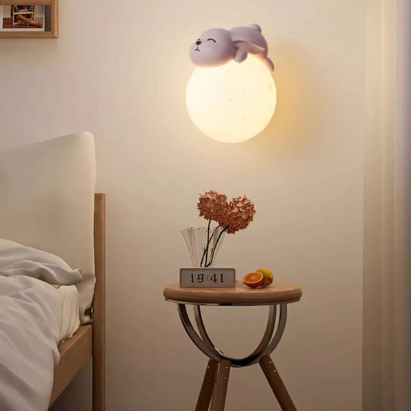Cute bunny and bear wall lamps