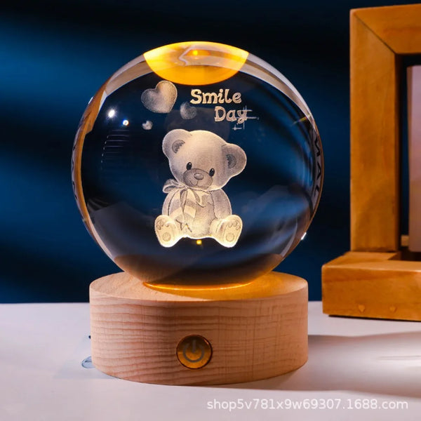 Laser Engraved 3D Axolotl Crystal Ball