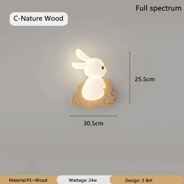 Nordic solid wood rabbit style wall lamps