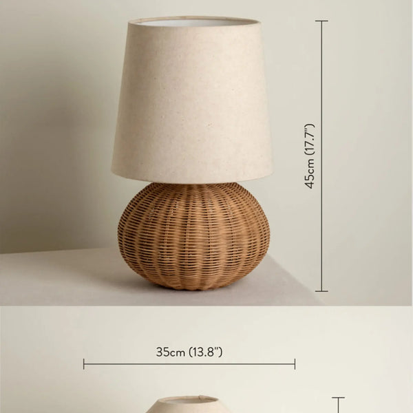 Retro Wabi-sabi Table Lamp, Medieval Wicker, Office Designer, Home Decor, Japanese Fabric Lamp