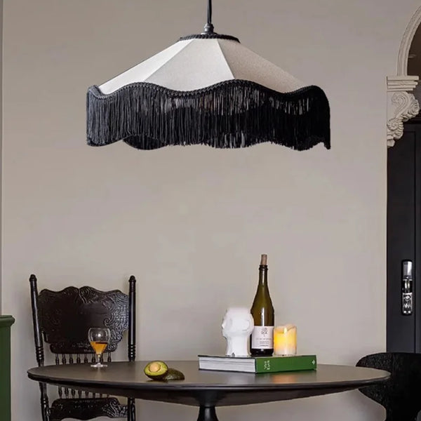 Modern Japanese Wabi Sabi round chandelier with fabric