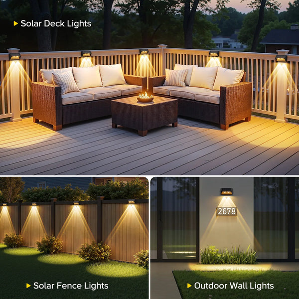 4-Pack Solar LED Fence Lights β Cool/Warm White for Outdoor Steps & Walls