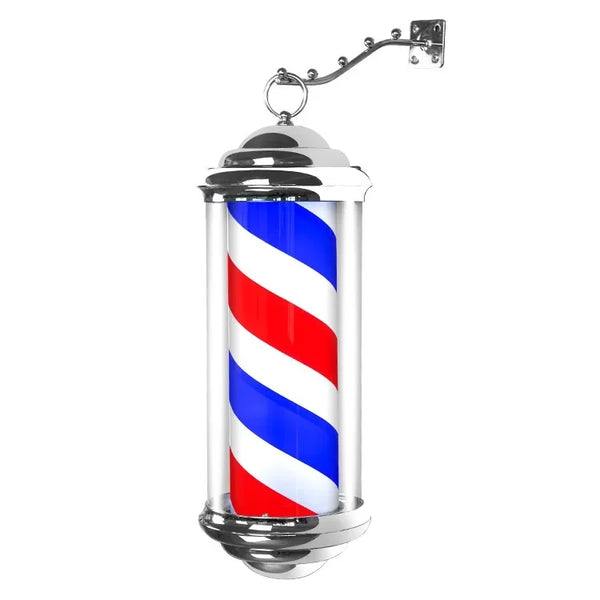 Mini wall light for hair salon, barber shop pole with elegant design and black structure.
