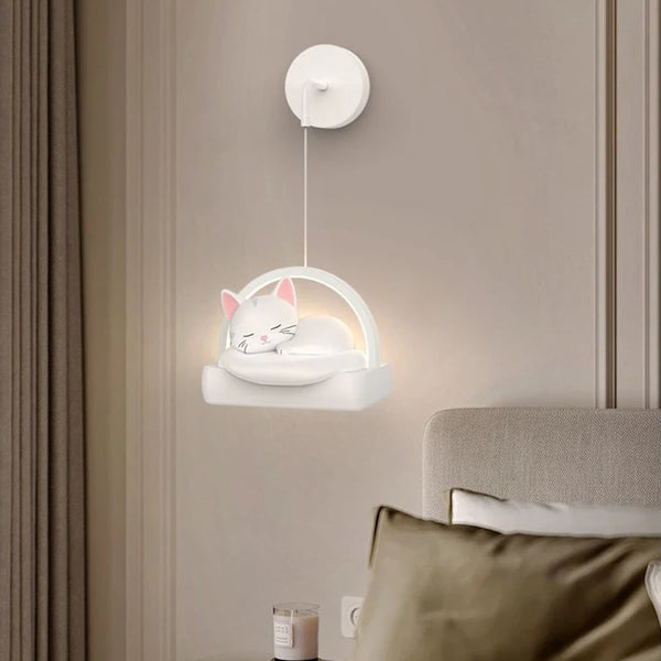 Bedside pendant lamp with cat lights