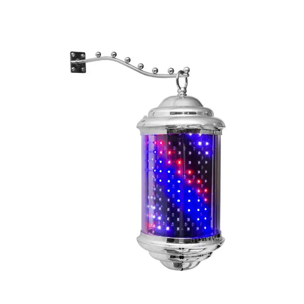 Mini wall light for hair salon, barber shop pole with elegant design and black structure.