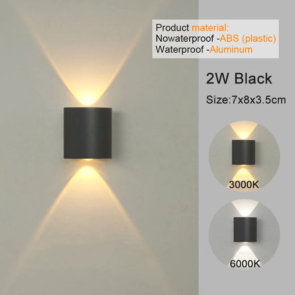Modern LED wall light for indoor and outdoor use