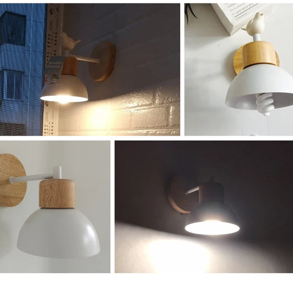 Nordic wooden LED wall lamp
