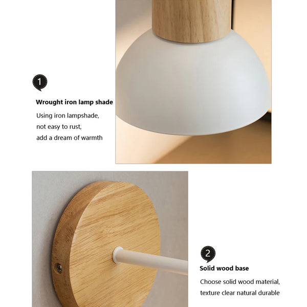 Nordic wooden LED wall lamp