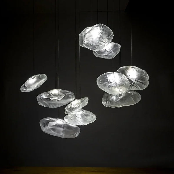 Smoky gray glass pendant light with modern cloud design, decorative blown glass pendant light