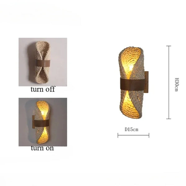 Retro Japanese rattan wall lamp, handmade accessory