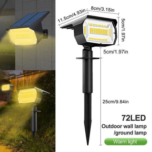 72/68 LED Solar Flood Lights Outdoor IP65 Waterproof 3 Modes Solar Garden Light Outdoo