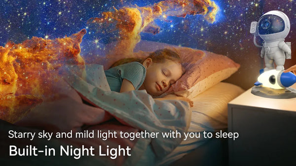 Galaxy Sky Astronaut Rocket Projector with 360° Rotation