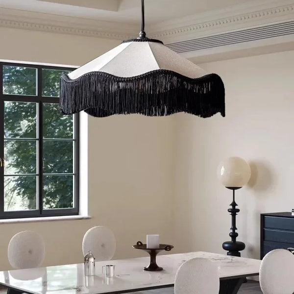 Modern Japanese Wabi Sabi round chandelier with fabric