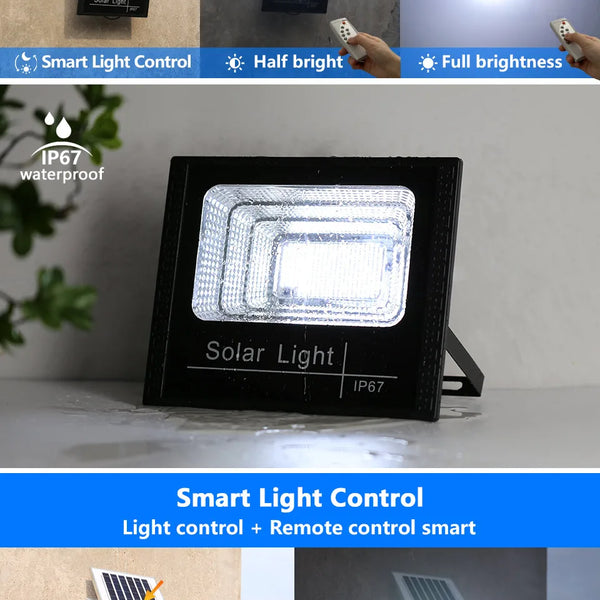 LED Solar Light 100w 200w 300w 500w Powerful Waterproof Outdoor Garden Solar Reflector Spotlights With Remote Control Solar Lamp