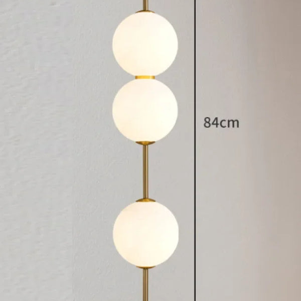 Modern LED pendant light with white glass sphere, interior decoration accessory