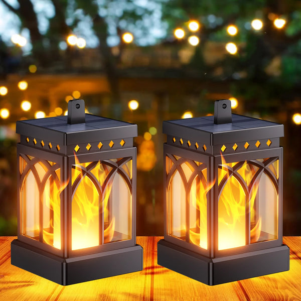 2/4-Pack Solar Flame LED Lanterns β Dual Mode Outdoor Lighting for Yard, Garden & Camping