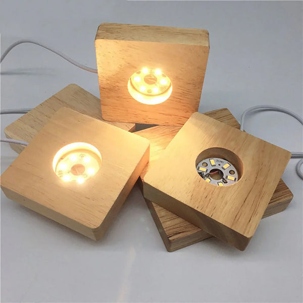 6cm Solid Wood LED Lamp Square Night Light