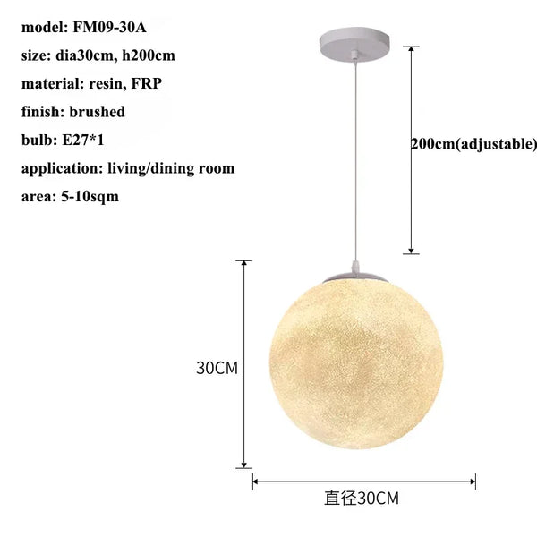 Nordic minimalist style pendant lights moon lamps