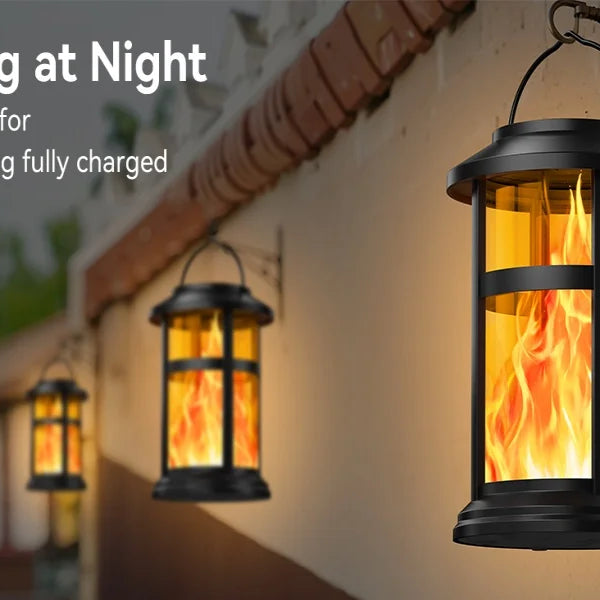 2/4-Pack Solar Flame LED Lanterns β 2 Modes Outdoor Lighting for Yard, Garden & Camping