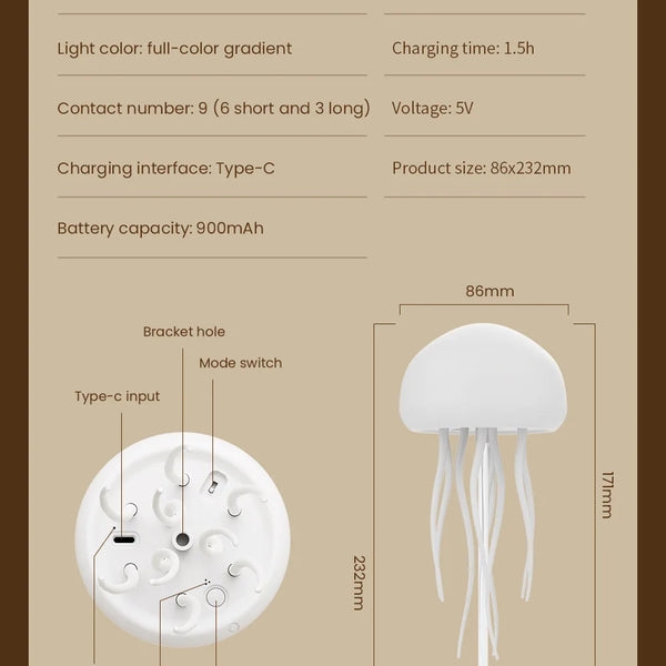LED bedside lamp with jellyfish design, voice control