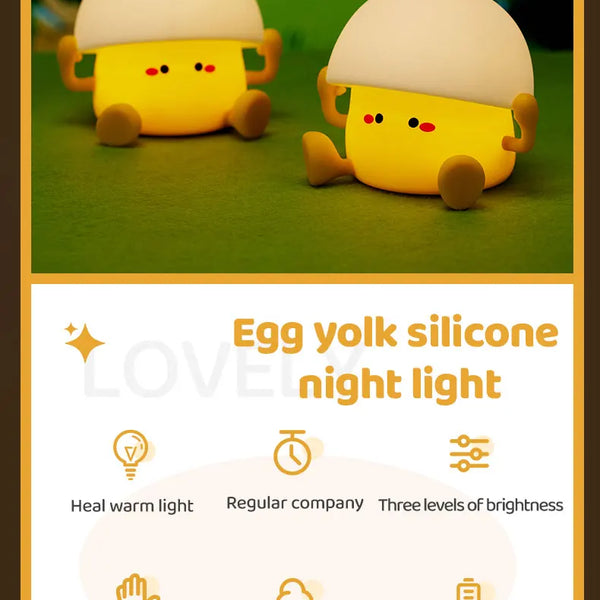 Cute silicone egg yolk and mushroom lamp