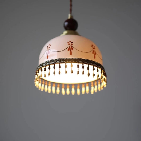 French Hand-painted Ceramics Pendant Lamp