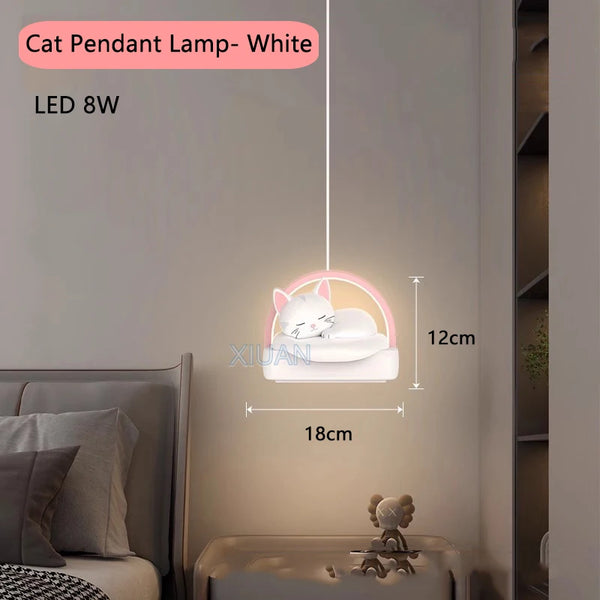 Bedside pendant lamp with cat lights